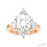 1/2 Ctw Marquise Shape Trillion and Round Cut Diamond Semi-Mount Engagement Ring in 14K Rose and White Gold
